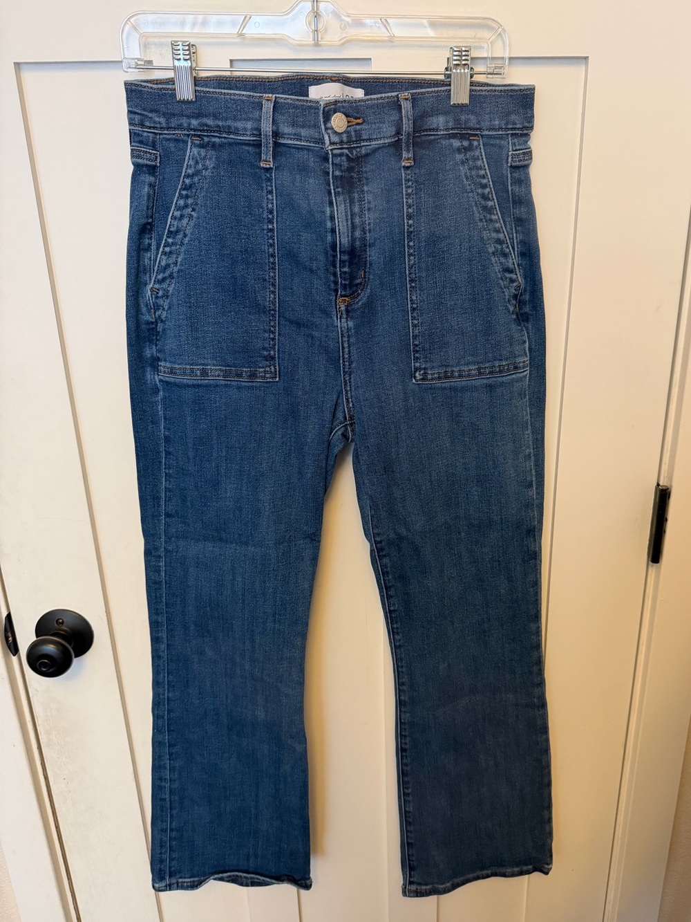 LOFT Patch Pocket High Rise Kick Crop Jeans medium Wash size 10 30 stretch